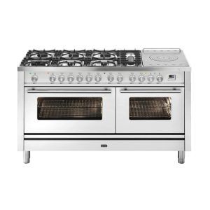 ILVE Professional Plus Freestanding Dbl Cooker Gloss Black Milano 150cm