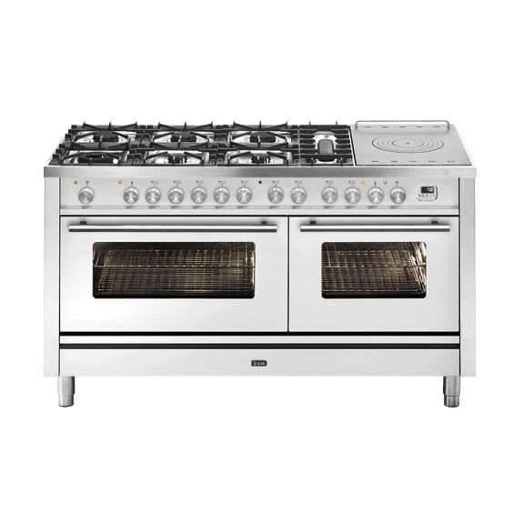 ILVE Professional Plus Freestanding Dbl Cooker Gloss Black Milano 150cm