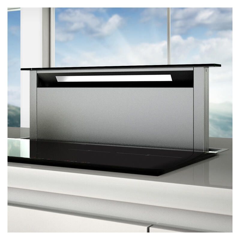 Sirius 118cm Valentina Downdraft Rangehood Black Glass Fascia