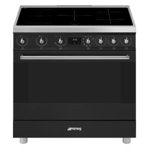 Smeg 90cm Freestanding Cooker Induction Hob - Black Stainless Steel