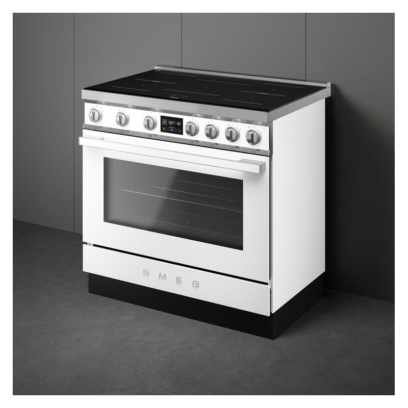 Smeg 90cm Portofino Induction Pyrolytic Freestanding Oven - White - Image 2