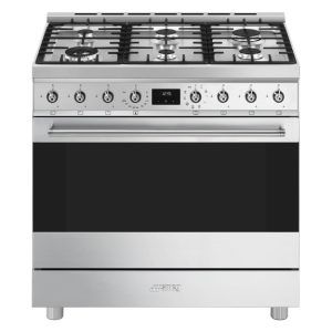 Smeg 90cm Freestanding Pyro Dual Fuel Cooker - Stainless Steel