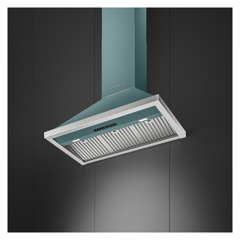 Smeg 90cm Portofino Canopy Rangehood - Emerald Green - Image 2