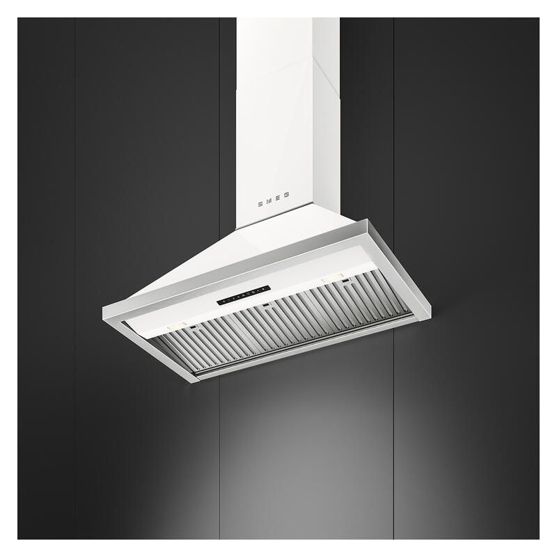 Smeg 90cm Portofino Canopy Rangehood - White - Image 2