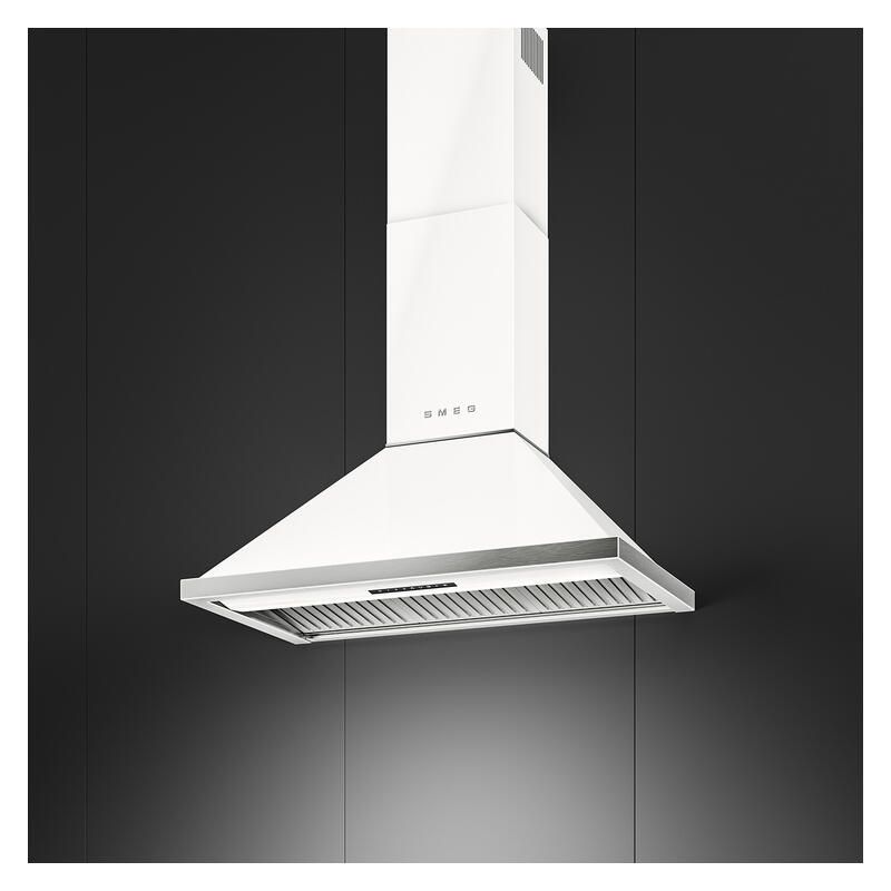 Smeg 90cm Portofino Canopy Rangehood - White - Image 3