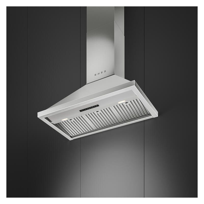 Smeg 90cm Portofino Canopy Rangehood - Stainless Steel - Image 2