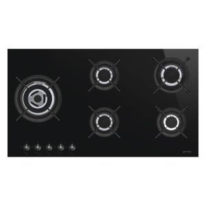 Smeg 90cm Linea Gas On Glass Cooktop - Black
