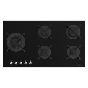 Smeg 90cm Classic Gas on Glass Hob - Deep Black