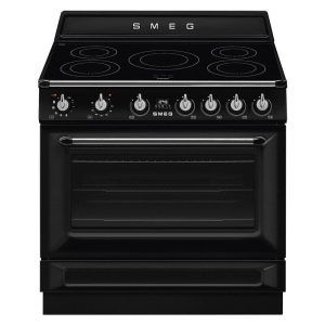 Smeg 90cm Pyrolytic Freestanding Oven with Induction Cooktop - Black (Victoria)