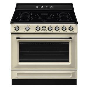 Smeg 90cm Victoria Induction Pyro Cooker - Panna/Cream