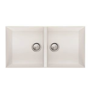 Oliveri Santorini Double Bowl Undermount Sink - White