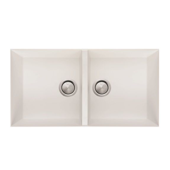 Oliveri Santorini Double Bowl Undermount Sink - White