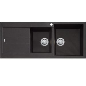 Santorini 1 & 3/4 Bowl Topmount Sink with Drainer - Black