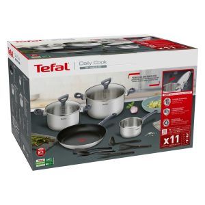 Tefal Daily Cook Induction 4Piece Set + Utensils - Stainless Steel