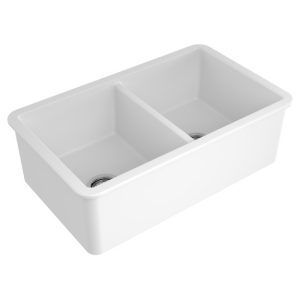 Turner Hastings Cuisine Double Bowl Inset Undermount Fine Fireclay Sink 81 X 49
