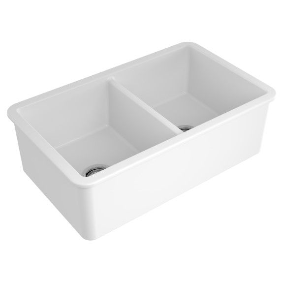 Turner Hastings Cuisine Double Bowl Inset Undermount Fine Fireclay Sink 81 X 49