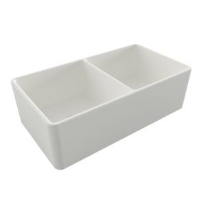 Turner Hastings Novi 85x46mm Double Bowl Fine Fireclay Butler Sink - Matte White