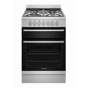 Westinghouse 60cm Freestanding Oven with 4 Burner Cooktop - Dual Fuel - Stainless Steel